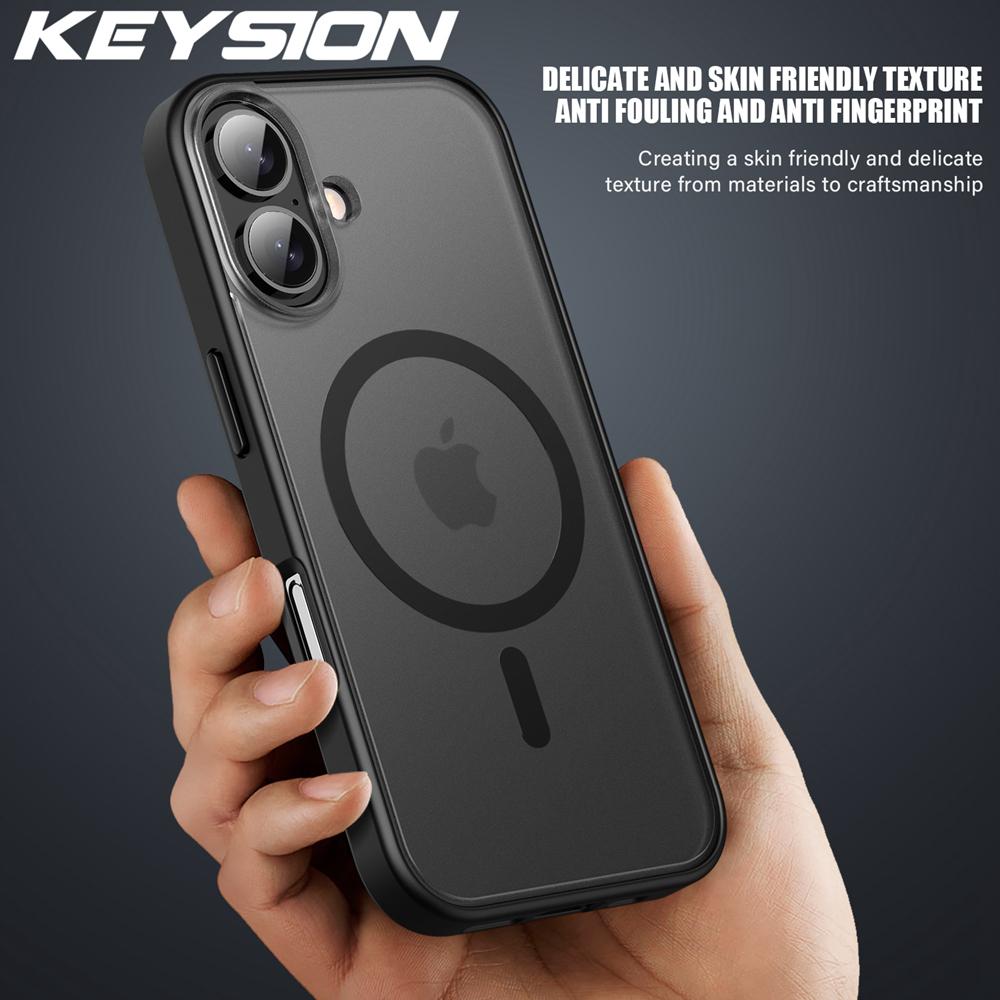 KEYSION Matowe etui MagSafe do iPhone'a 16 Plus 15 Silikon + PC Przezroczyste, odporne na wstrząsy etui na telefon iPhone 15 16 Plus