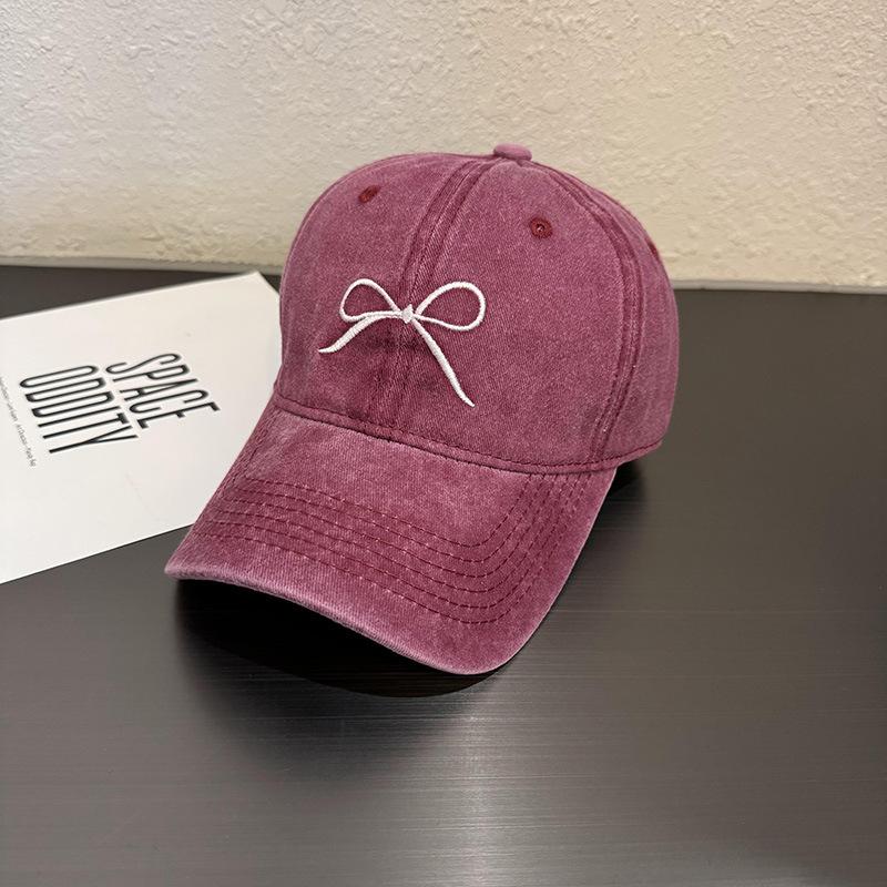 Retro gewaschene Schleife Baseballkappe Damen Sommer neuer Hut graue Kappe