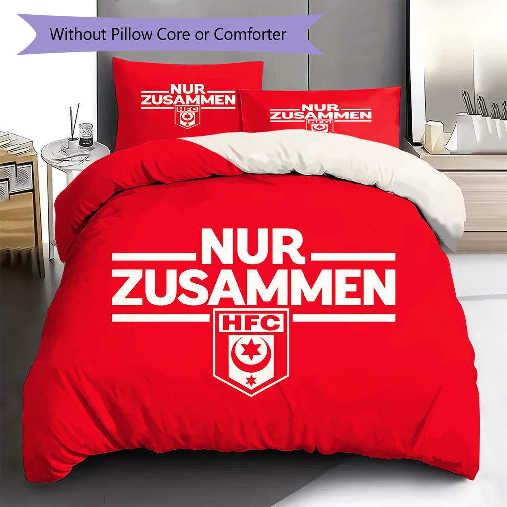 Pościel z wzorem Hallescher FC, Zestaw kołdry Poszewka na kołdrę Poszewka na poduszkę Domowy Prezent Urodzinowy (1 * poszwa na kołdrę + 2 * poszewki na poduszki, bez rdzenia)