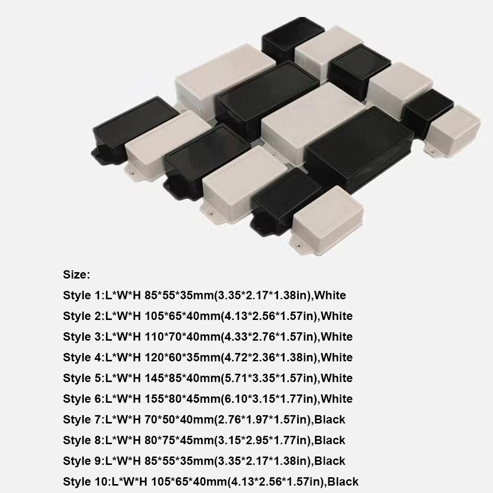 ABS Plastic Storage Case White Black Housing Instrument Case  Electronic Supplies