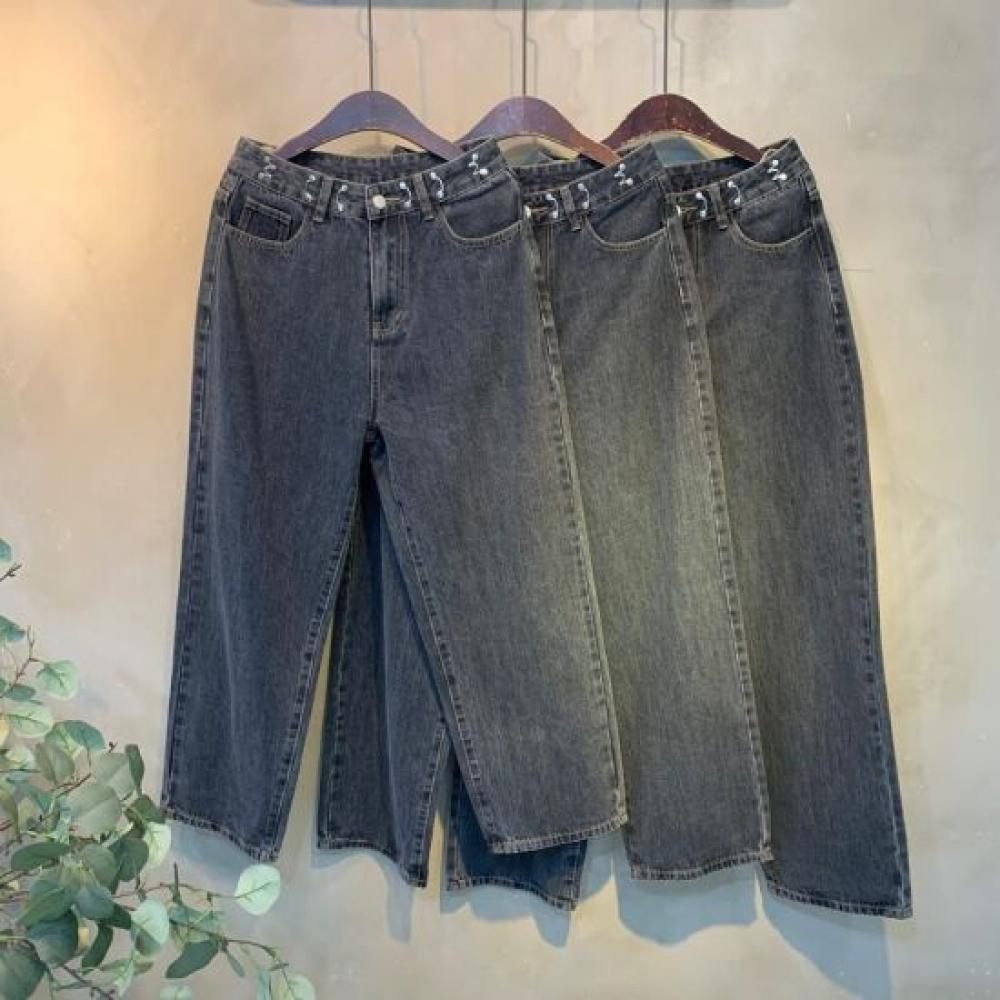 C S In The Room Women S Belted Straight Wide jeanS 4Color Bk N703
