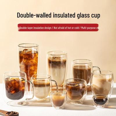 Double-Layer Insulated Glass Cup for Tea, Cold Drinks, Milk, Juice, or Coffee