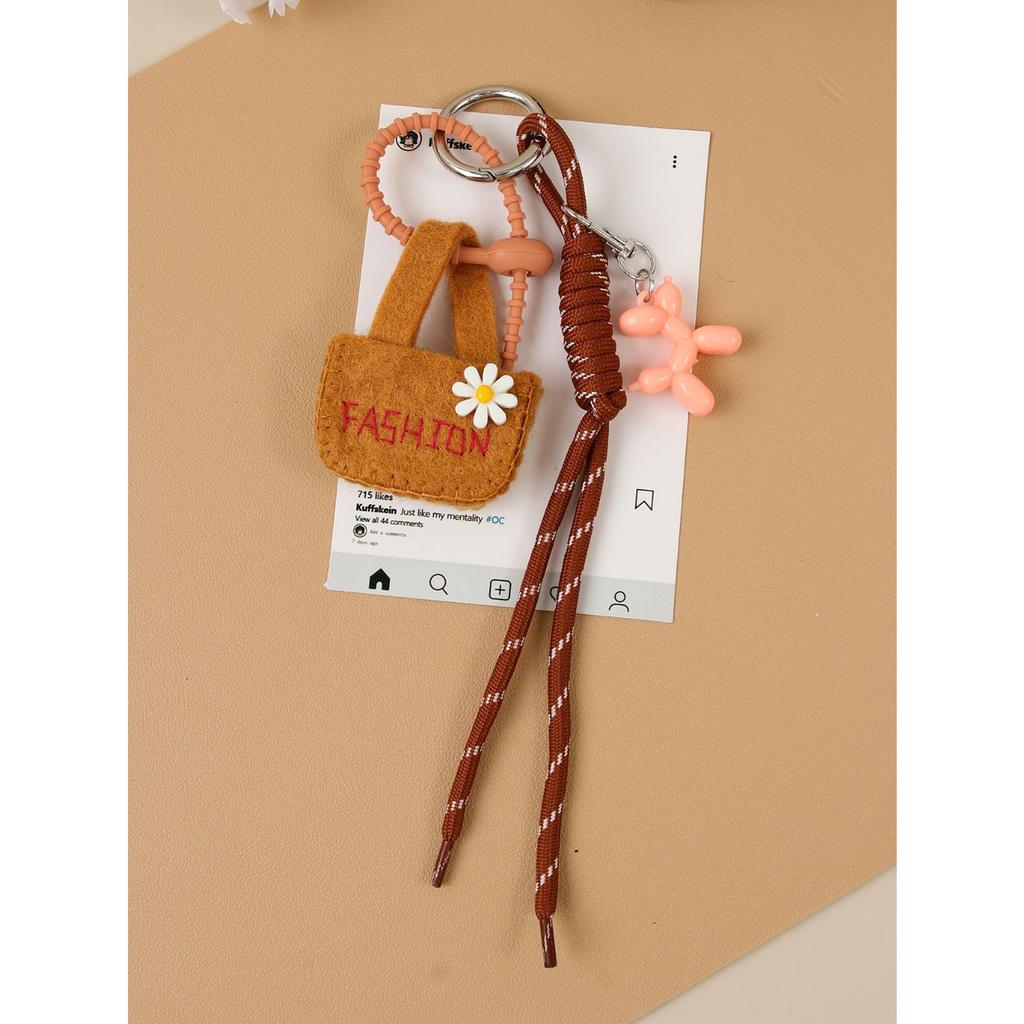 Ins wind wool felt mini bag cute balloon dog braided rope bag pendant versatile keychain car hanging