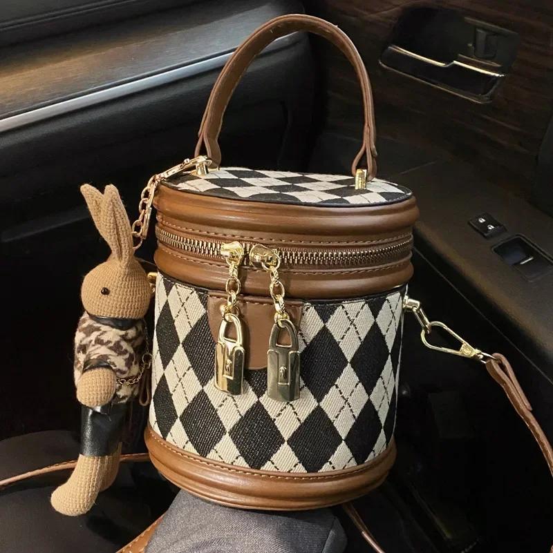 Fashion Female Bag with Zipper Small Bags for Women Luxury Designer Leather Bucket Shoulder Bag