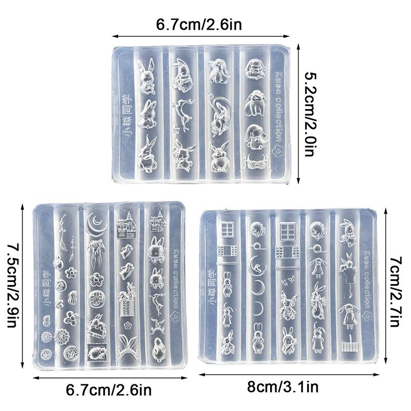 

3Pcs Silicone Nail Art Mold Cute Cartoon Rabbit Moon Cake Moon 3d Acrylic Flowers Nails Templates Diy Manicure Design Tools
