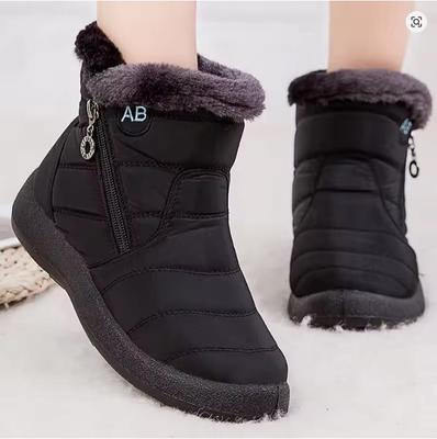 Damenstiefel Damen Stiefeletten mit Fell Winterschuhe Damen Niedrige Absätze Winterstiefel Schnee Wasserdicht Botas Mujer Winterfußbekleidung