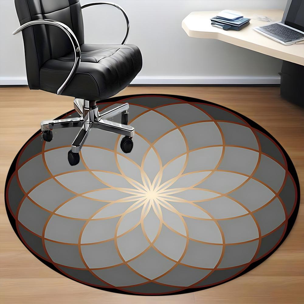 1pc Flower MandalaChair Carpet for Office, Indoor Non-Slip Washable Polyester Fiber Carpet, Mat For Office, Machine Washable