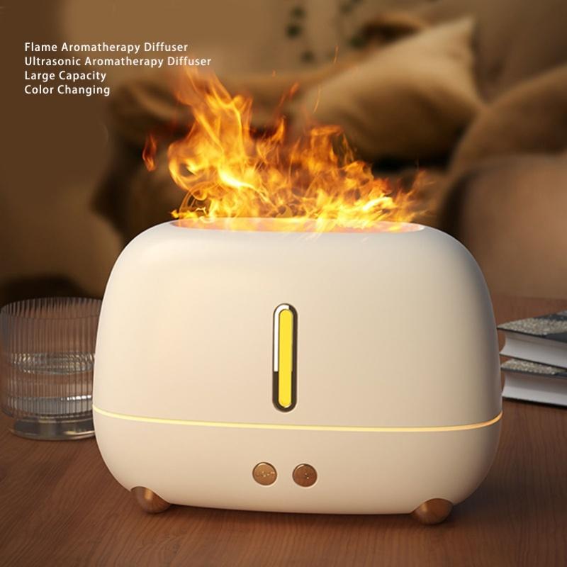 Flame Air Diffuser Humidifier USB Quiet 7 Colors Light Auto Shutdown Function Flame Humidifier Aromatherapy Diffuser