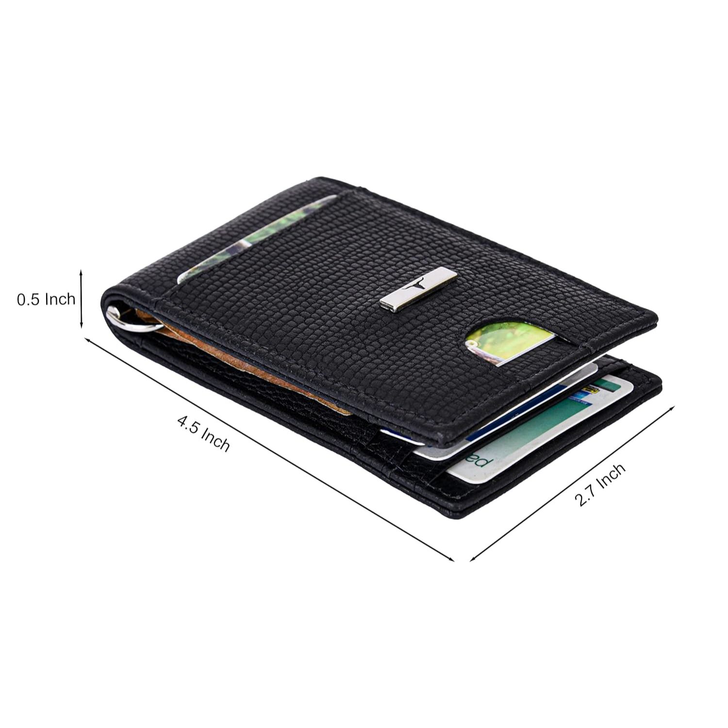 Кожаный кошелек с зажимом для денег Eddy Printed Black для мужчин — фото 4