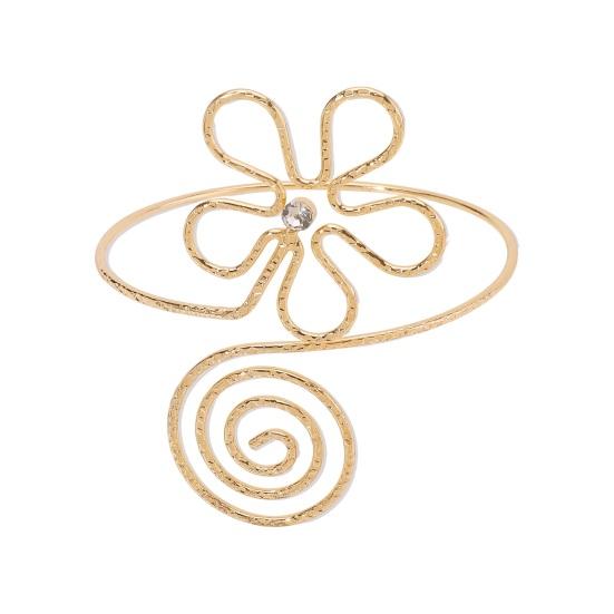 

Браслет на открытой руке Регулируемый полый сплошной цвет Цветочный лист Запутанный декор Противоскользящий женский выпускной вечер Косплей Производительность ювелирные изделия B золотистый