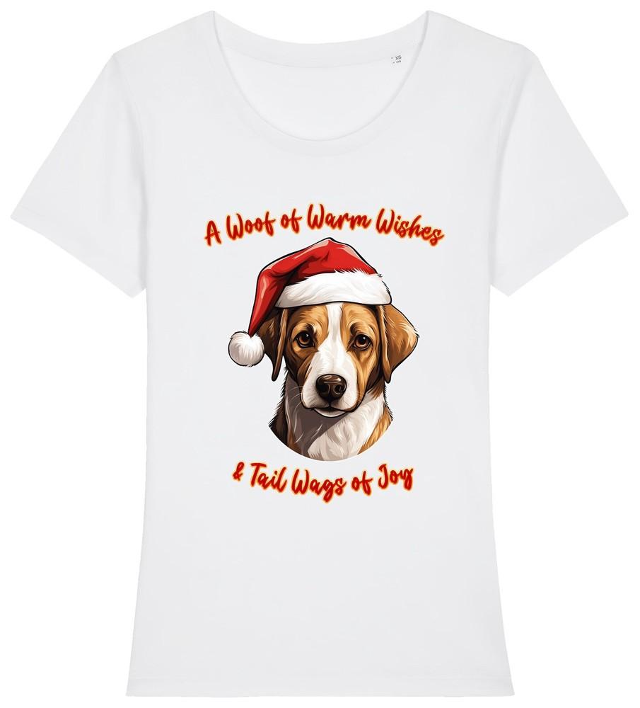Womens JACK RUSSELL Christmas T-Shirt Santa Hat Dog Woof Wishes Ladies Mum Aunt