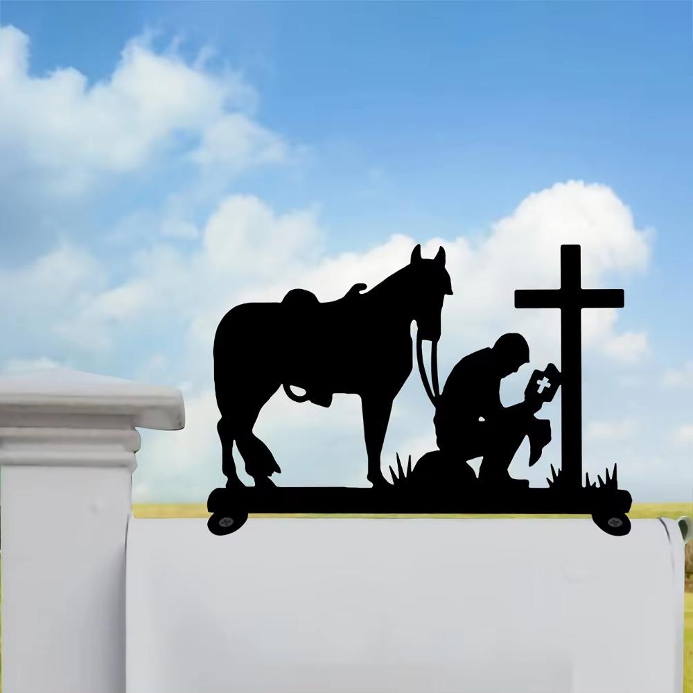 1 buc. Decorație de partea superioară prin e-mail cu siluetă de artă de fier Memorial de soldat - Semnalizare decorativă pentru e-mail. Meșteșuguri rafinate din fier