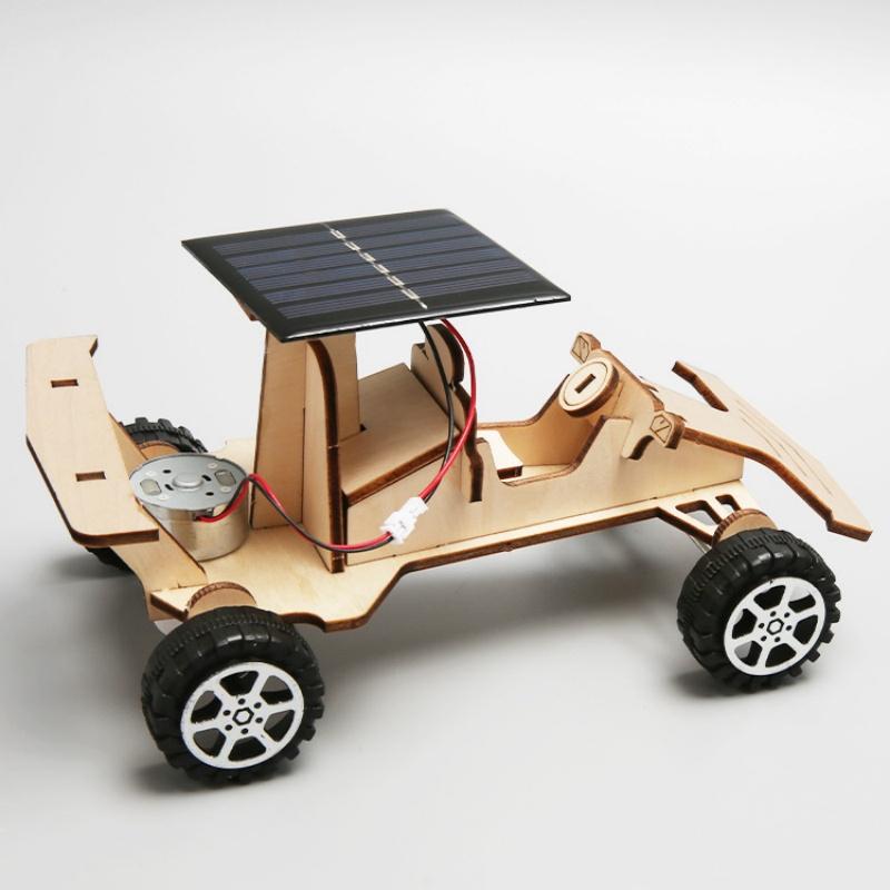 Solar Racing Car Exploration Vehicle Children's Diy Hand-Assembled Model Diy 3d Wooden Puzzle Scien And Education Toys