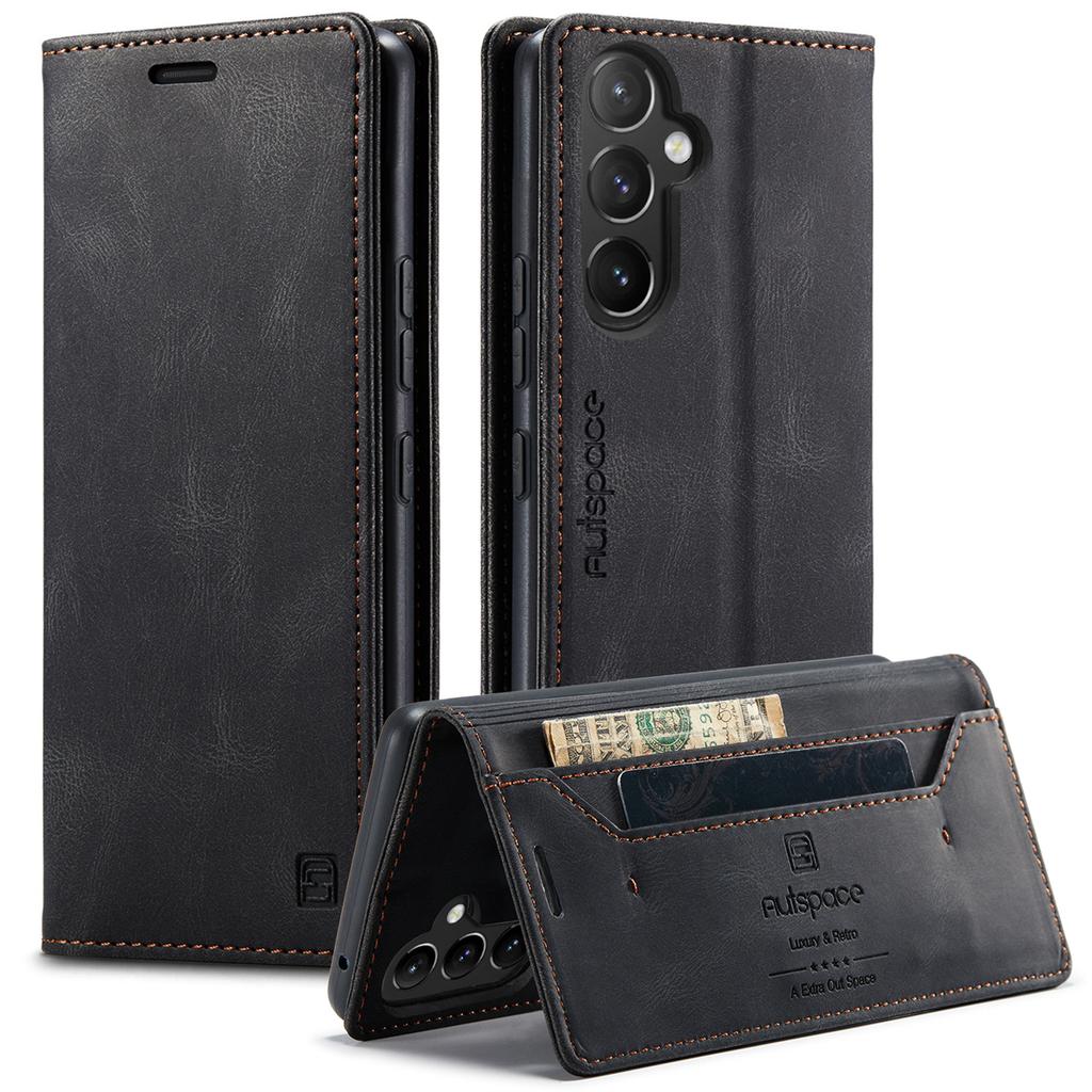 Premium Vintage Leather Wallet Case for Samsung Galaxy A15 4G/5G - RFID Protection Flip Cover with Card Slots, Shockproof Retro Style (4 Colors)