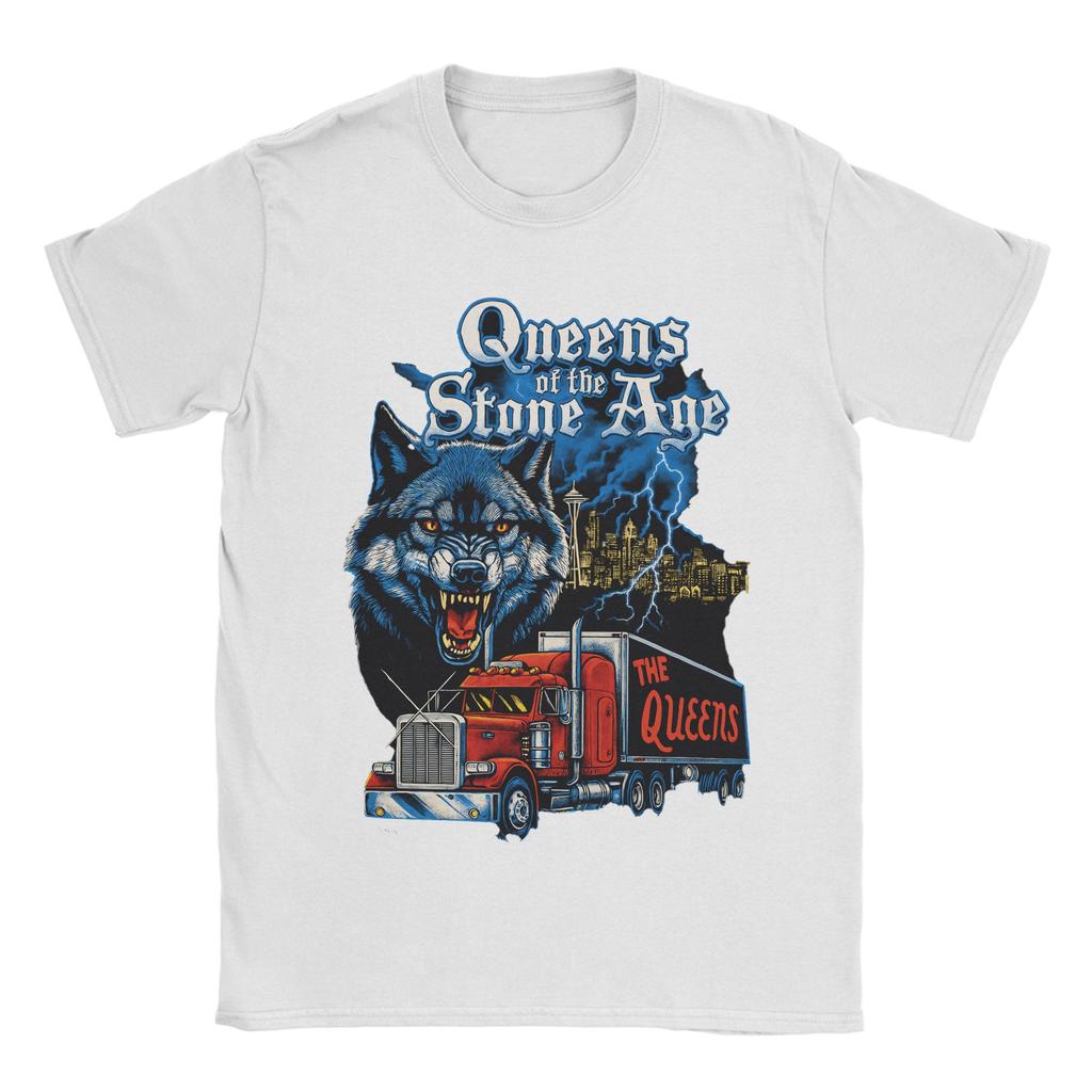 Queens of the Stone Age Musikband T-Shirt Herren Amerikanische Rockmusik Vintage Baumwoll-T-Shirts Sommer-T-Shirts Aufdruck Übergroße Oberteile