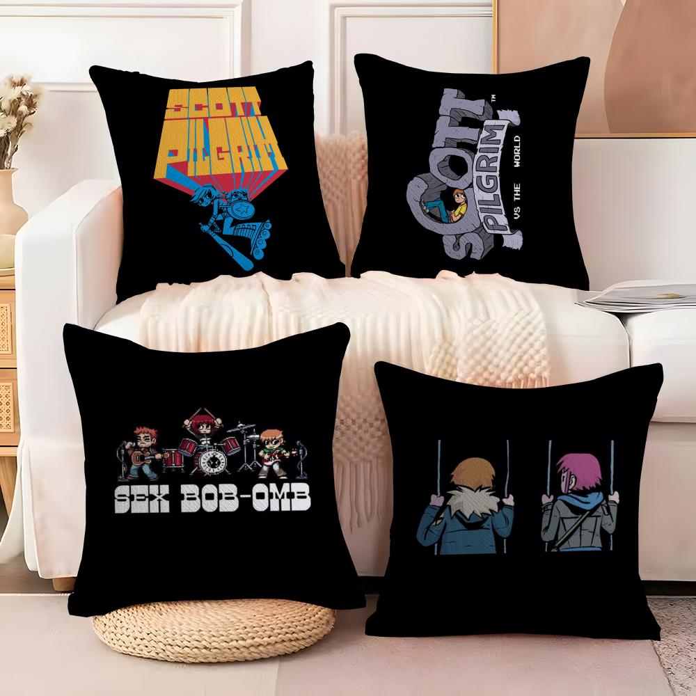 Cartoon SScott PPilgrim Cushion Cover Soft Plush Fabric DoubleSided Printed Sofa Cushion Cover for All Seasons Home DecorGift