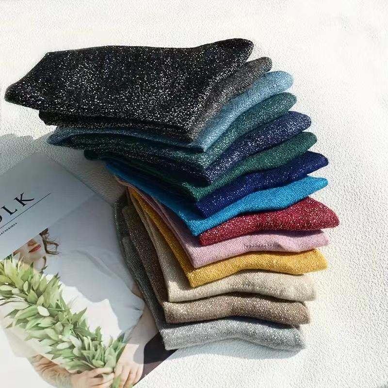 Set Women's Fashion Sexy Shiny Socks Korean Style Gold Silver Silk Candy-Coloredsocks Luxury Design High Quality