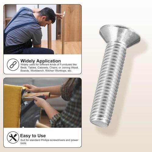 METALLIXITY M6 x 25 Round Head Machine Screws, Phillips Head, 304 Stainless Steel, 50 Pieces, for Appliance Repair, Woodworking, Industrial, and Autom