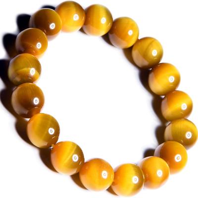 Pulseira de Cristal de Pedra Olho de Tigre Natural de Grau 5A | Contas de Quartzo de Energia Curativa | Pulseira Elástica para Meninos, Meninas e Adolescentes