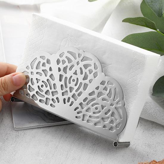 Stainless Steel Napkin Holder, with Hollow Pattern Modern Style Design, Waterproof Moisture-Proof Napkin Dispenser for Home Kitchen