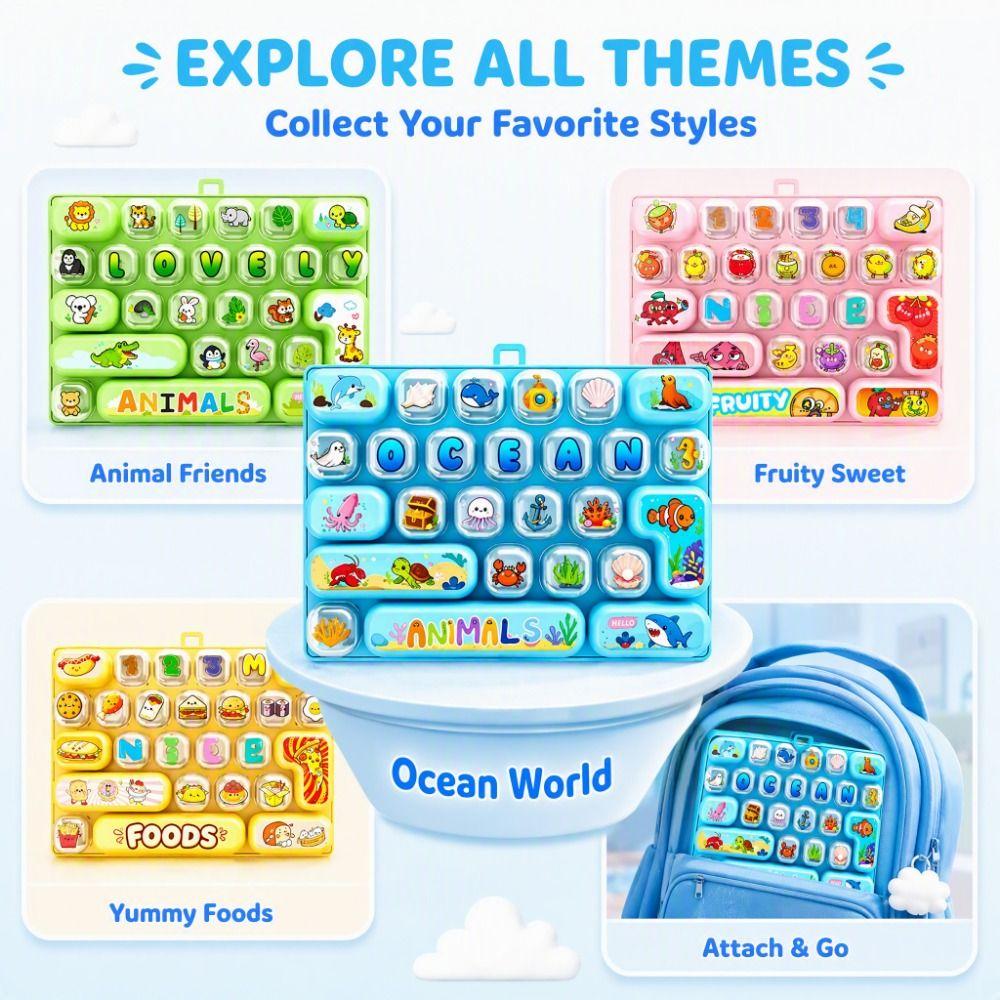 Cute 26 Keyboard Keychain 26 Grid Fidget Toy Funny Fingertip Button Keyring Office Use