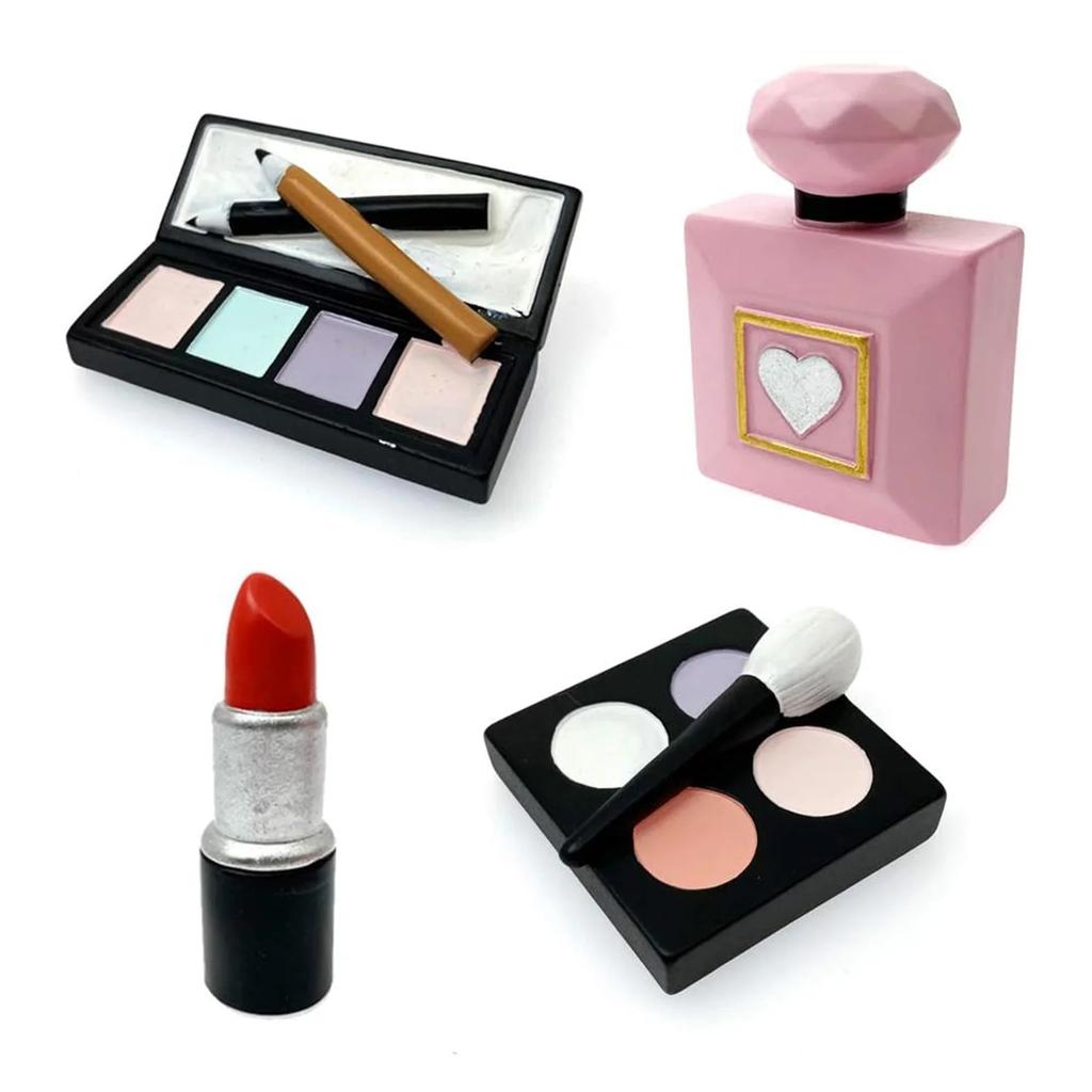 34-teiliges Set Make-up-Kuchenaufsätze, Happy Birthday-Kuchenaufsätze mit Lippenstift, Lidschattenpinsel, Make-up-Pinsel für Mädchen, Geburtstagsdekoration