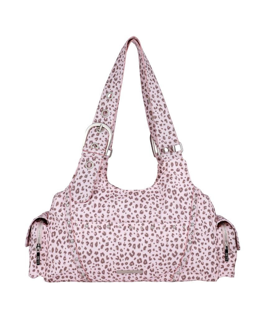 Illigo Loop Double Pocket Shoulder Bag Pink Leopard
