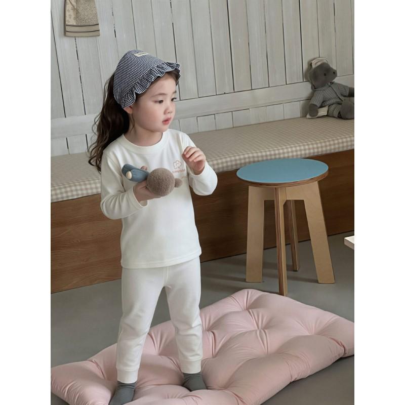 Kids Organic Cotton Pajama Set Long Sleeve Homewear Boys Girls Soft Solid Color