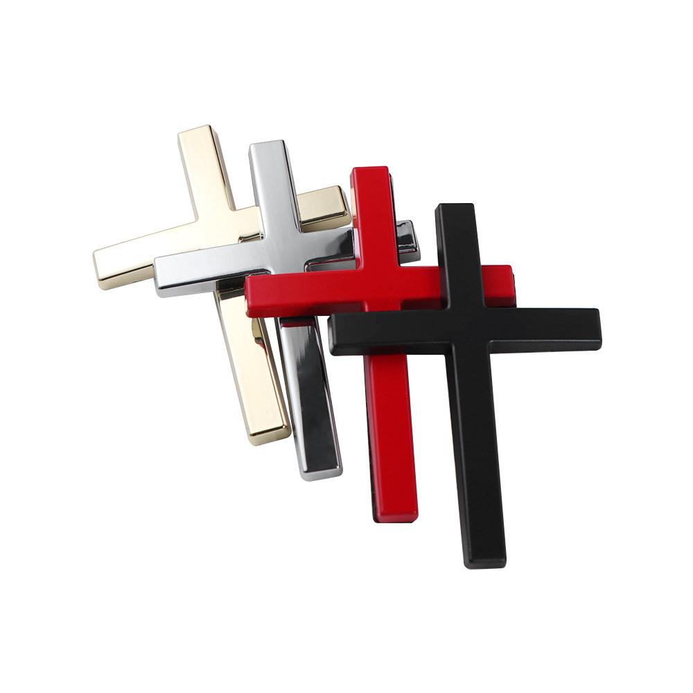 2Pcs Metal Material Cross Car Sticker Cross Design Auto Decorative Sticker Car Modification
