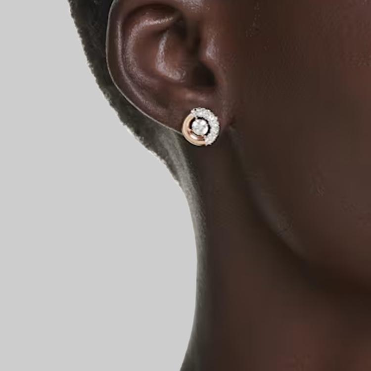 Swarovski Dextera Hollow Semi-Set Design Cubic Zirconia Imitation Crystal Stud Earrings Women Earrings Gold 5692258