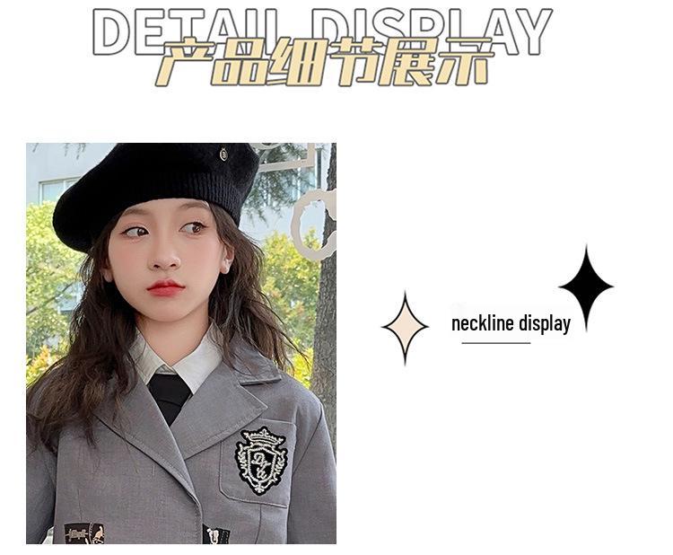 Höst 2025 Flickors Trendiga JK Uniform Kjolset - Akademi-stil Tvådelat för Mellan- och Stora Barn