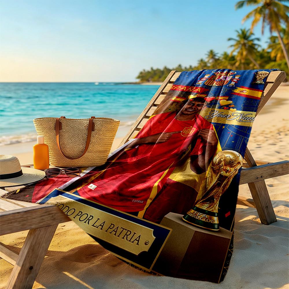 Lamin Yamal Personalisiertes Text Strandtuch Super Weich Saugfähig Geeignet Für Sport Reisen Schwimmen Yoga Badezimmer Strand Und Pool
