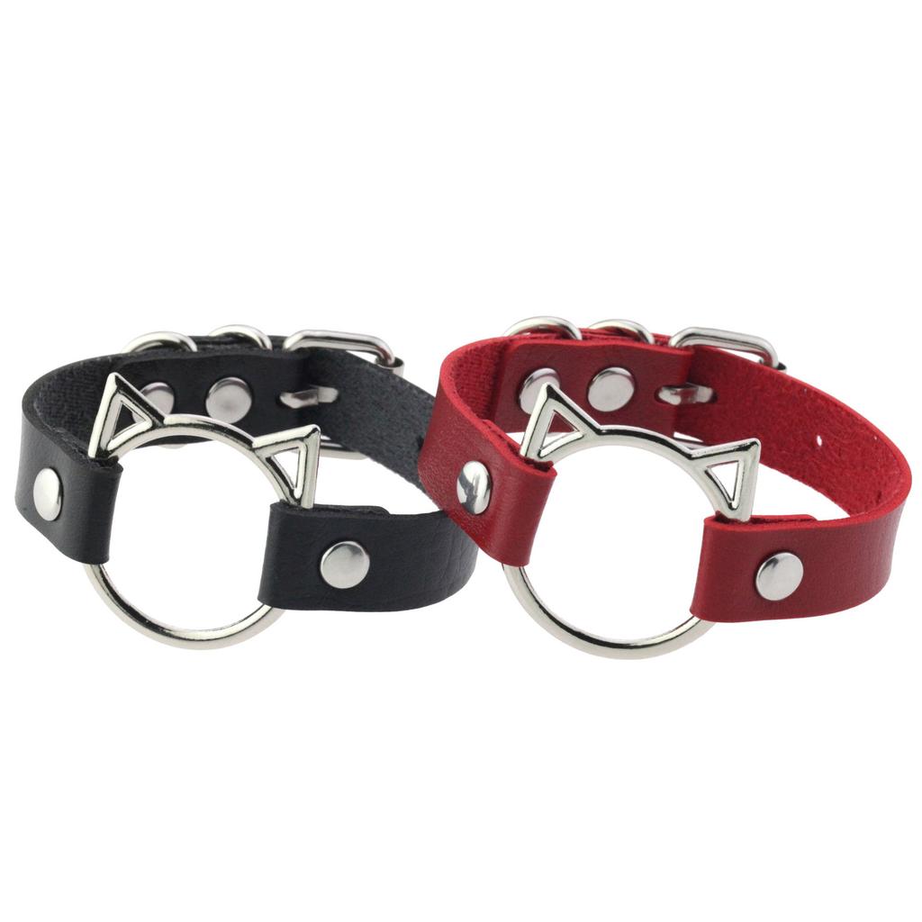 DIEZI Rock New Vintage Gothic PU Leather Wrap Bracelet For Women Men Punk Fashion Hip Hop Harajuku Cat Charm Bracelet Jewelry