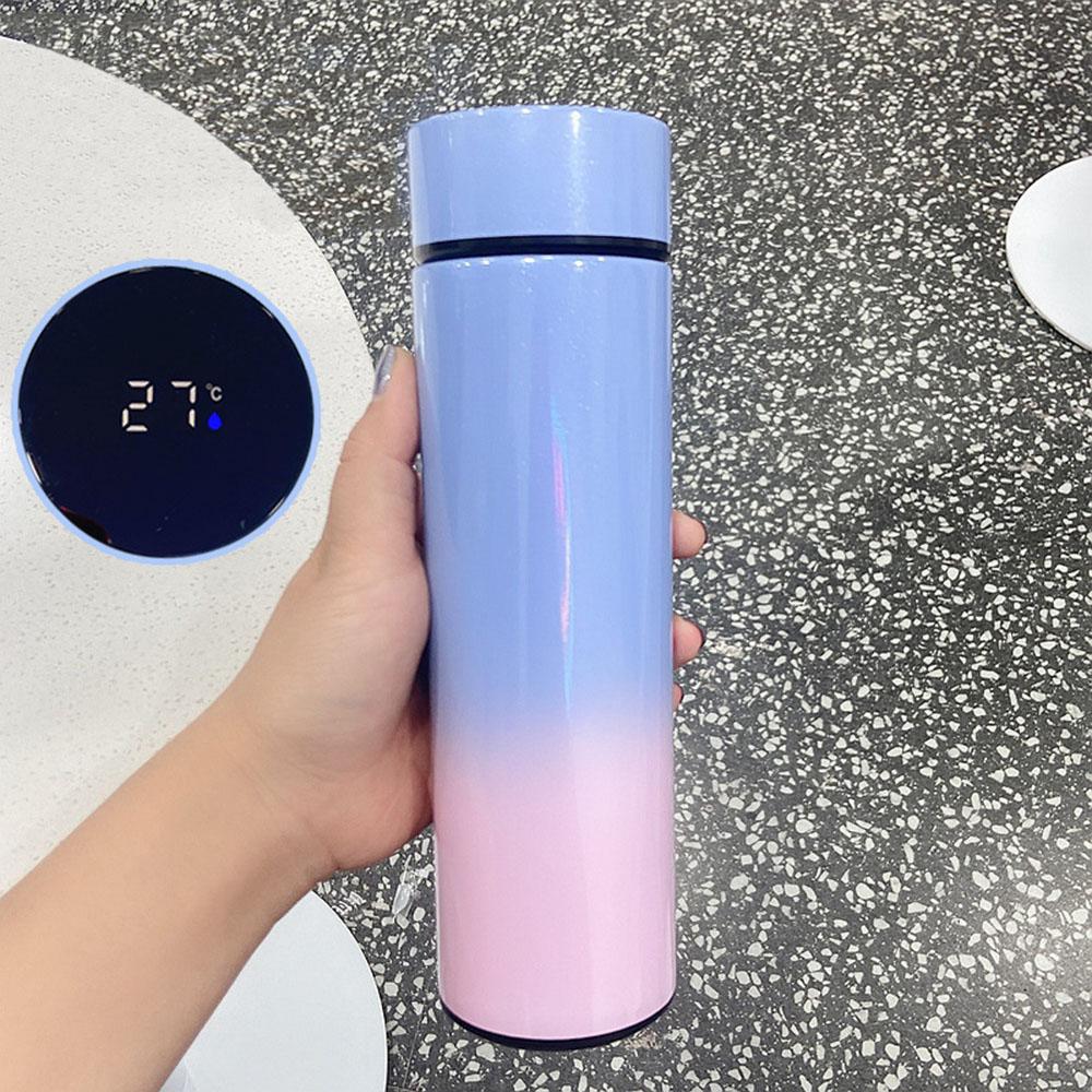 500ML Gradient Water Bottle Smart Insulation Cup Stainless Steel Thermal Cup Thermos for Travel Drinkware Car Cup Coffee Mug