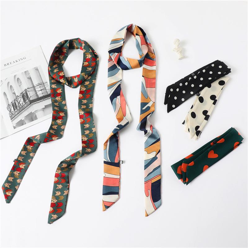 Influencer Style Silk Scarf: Hair Tie, Solid Color, Long & Narrow, Korean Style Necktie, Flowing Ribbon for Women
