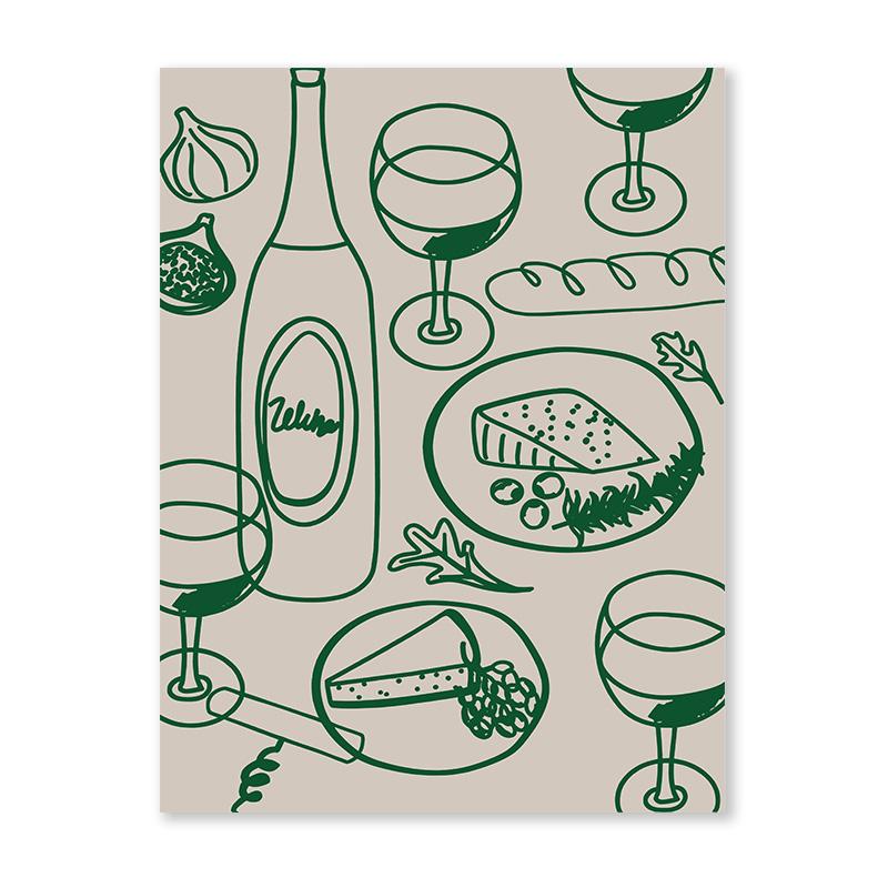 

Bauhaus Wine Cheese Vertical Wall Art Aesthetic Prints Canvas Paintings Posters Kitchen Room Home Decoration 21X30CMNo Framed