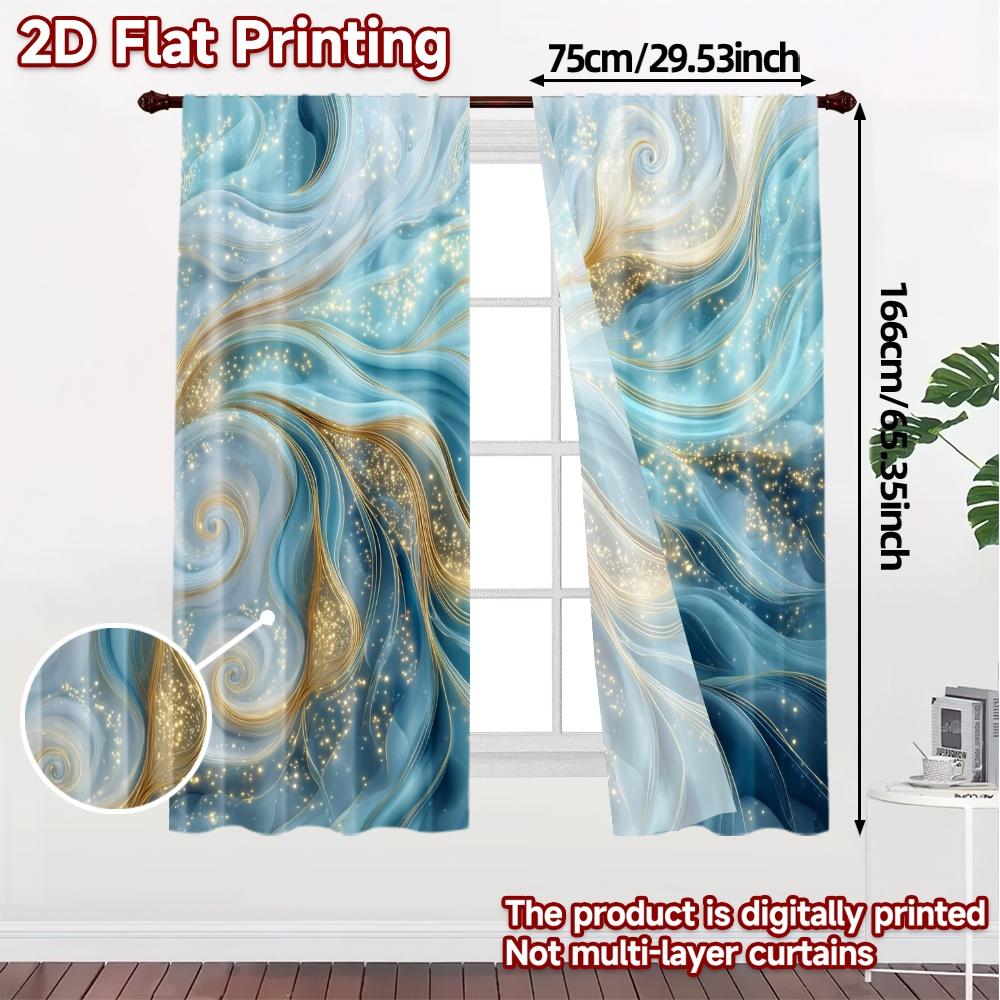 2pcs, 2D FLAT PRINTING Curtains (Without Rod) AzureWhispers Chic Creative Curtains Fabric Curtains Versatile All Perfect for