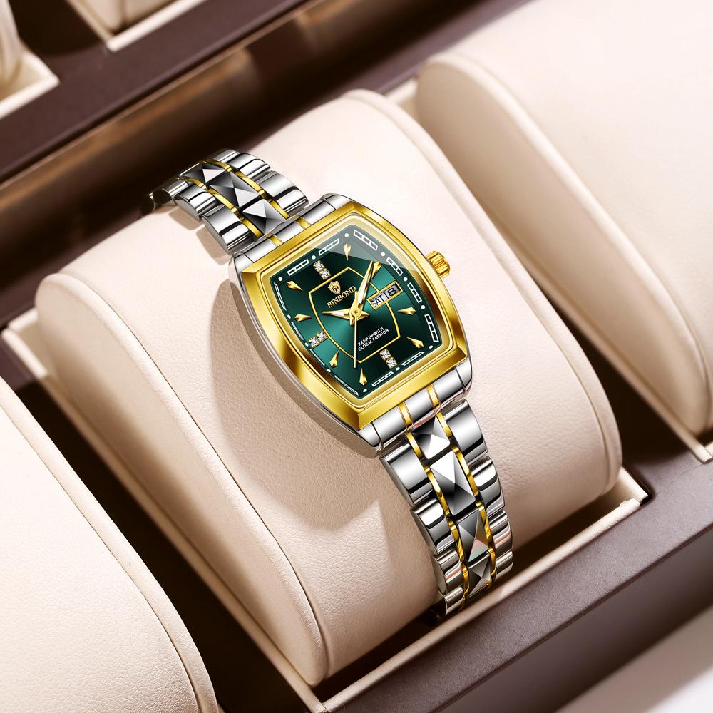 Leichter Luxus Neue Damen Herrenuhr Business Stahlband Wasserdicht Kalender Damen Mode Quarz Armbanduhren Geschenk