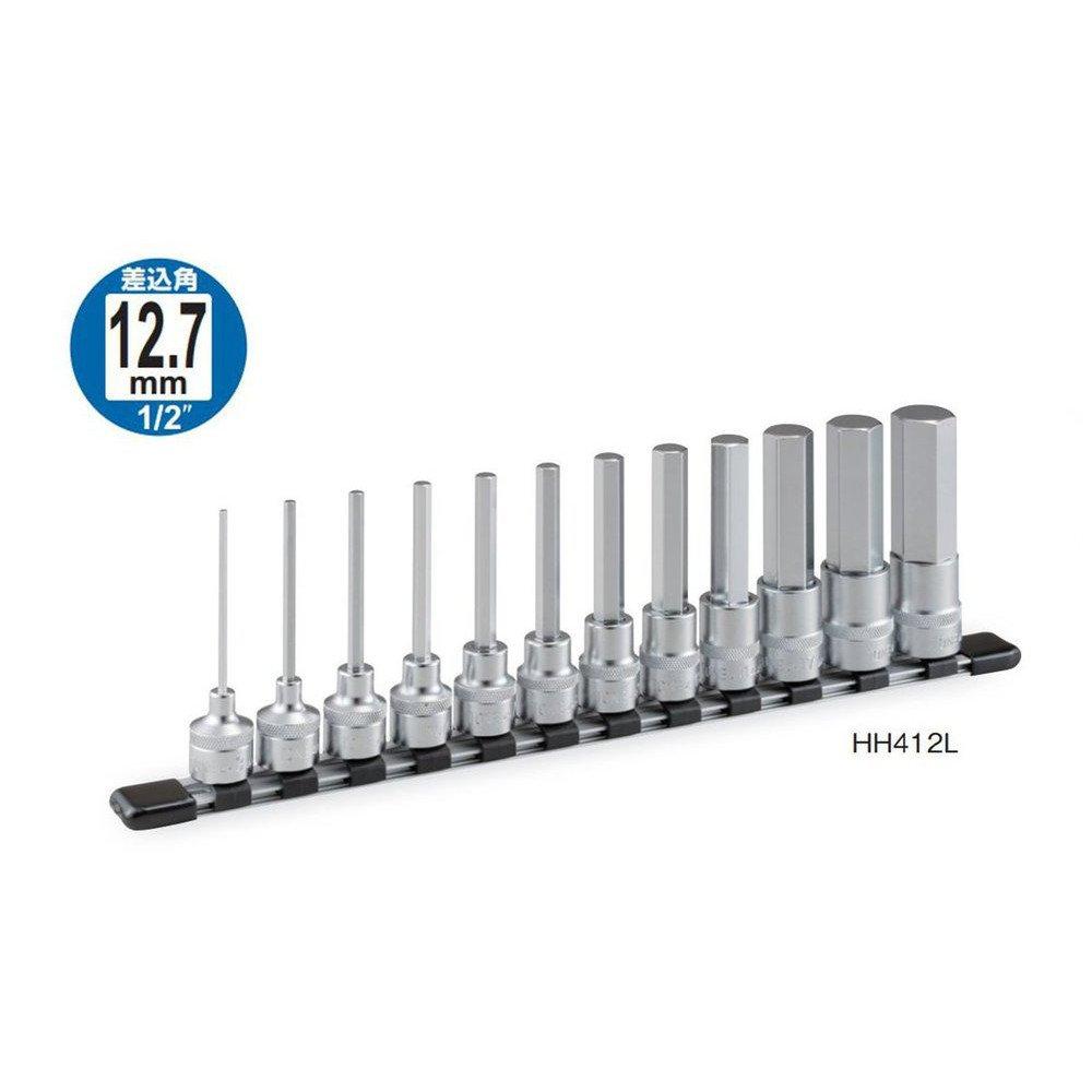 TONE Long Hexagon Socket Set Set (with Holder), HH412L, 12.7mm (1/2") Drive, 12-Piece