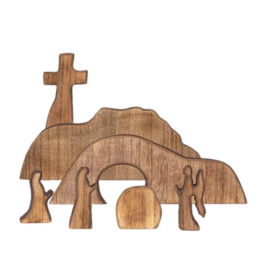 

Деревянный набор Пустая Гробница Пасхальный Религиозный Сцена Рождества Иисуса Декор Пасхальная Сцена Воскресения Настольное Украшение для Христианского Дома Офиса Церкви 1 Set