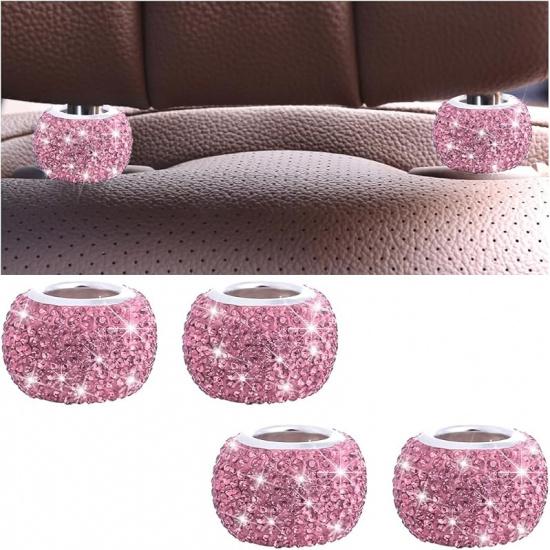4PCS Bling Car Headrest Collars, Crystal Rhinestone Vehicle Head Rest Collars Decorative Rings, Diamond Automotive Seat Interior Charms Accessories,