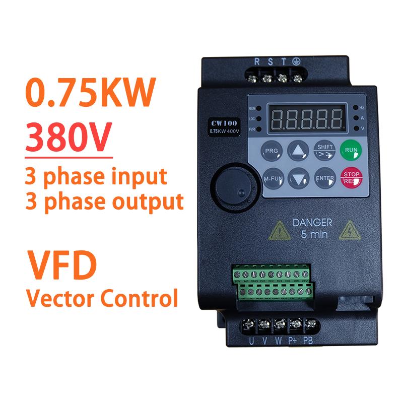 0.75KW/1.5KW/2.2KW 1/2/3HP 380V VFD Economical Variable Frequency Drive Converter Motor Speed Vector Control Small Inverter