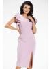 Fitted Midi Dress with Straps, Dusty Pink XL