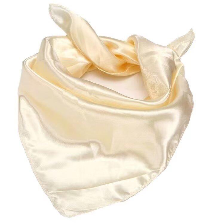 Solid color silk scarf women's thin small square scarf imitation versatile yarn summer multi-functional sunscreen scarf scarf