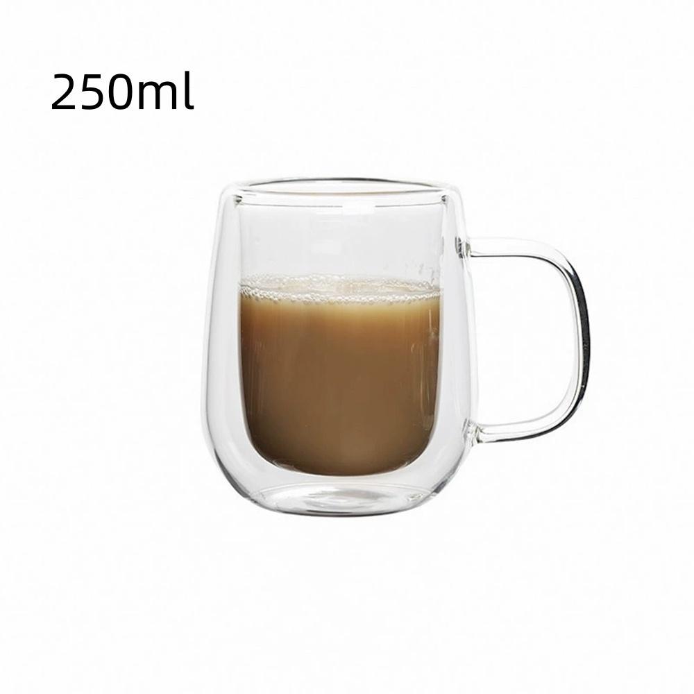 150-450ml Double Wall Glass Coffee Cup with Handle 1pc Heat Resistant High Borosilicate Glass Mug for Cold Juice Milk Coffee