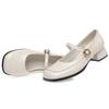 Mode AIYUQI 2025 neue Damen Schuhe Dicke Ferse flachmündige Damen Slipper Große Größe Mary Jane Damen Lederschuhe