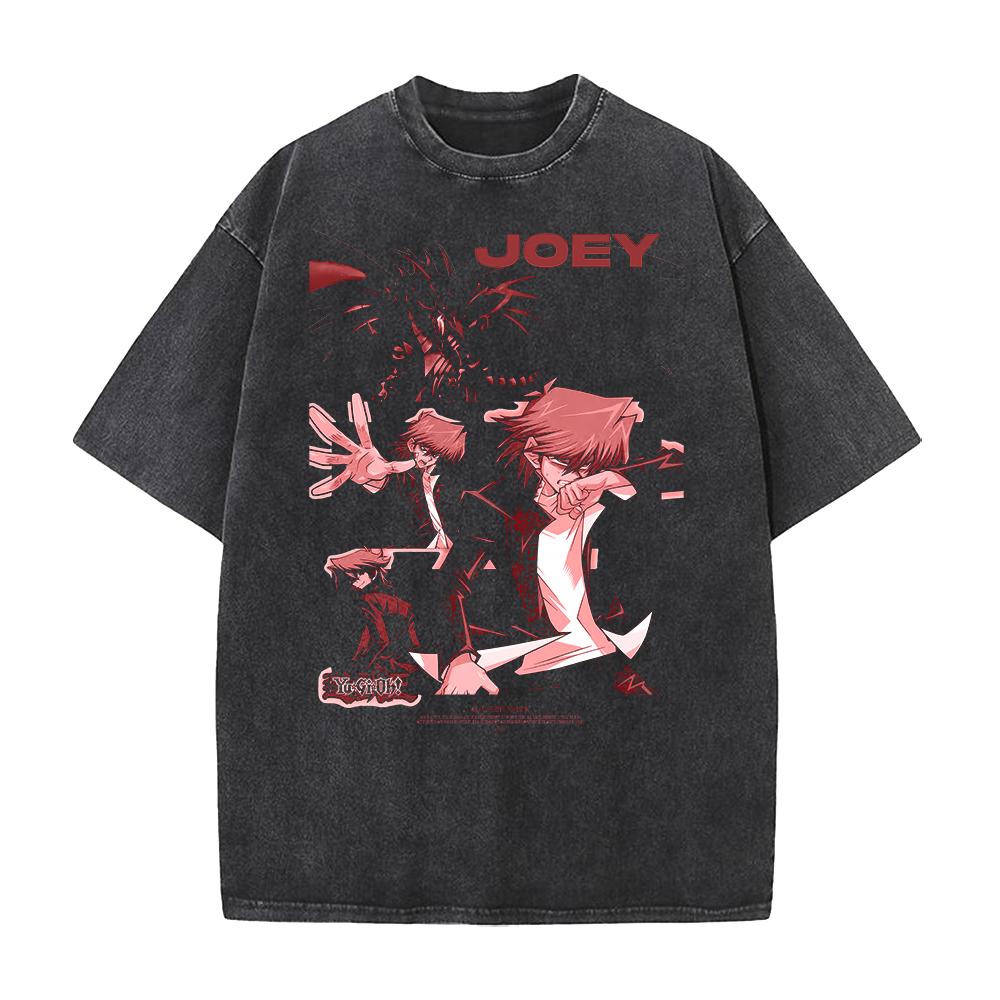 Joey Anime T-shirt Harajuku Gothic Washed T Shirt Men's Clothing Summer Short Sleeve Casual Cotton Tees Tops