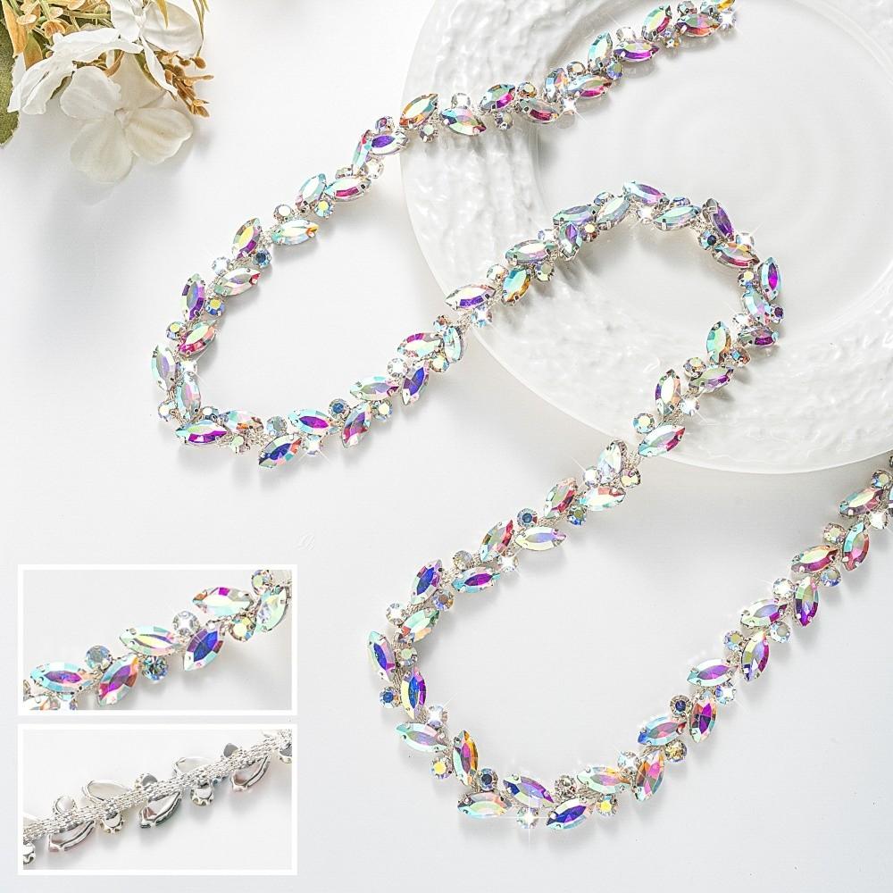 1Yard/90cm Rhinestone Border DIY Multi-color Crystal Diamond Ribbon Versatile Self-adhesive Rhinestone Chain
