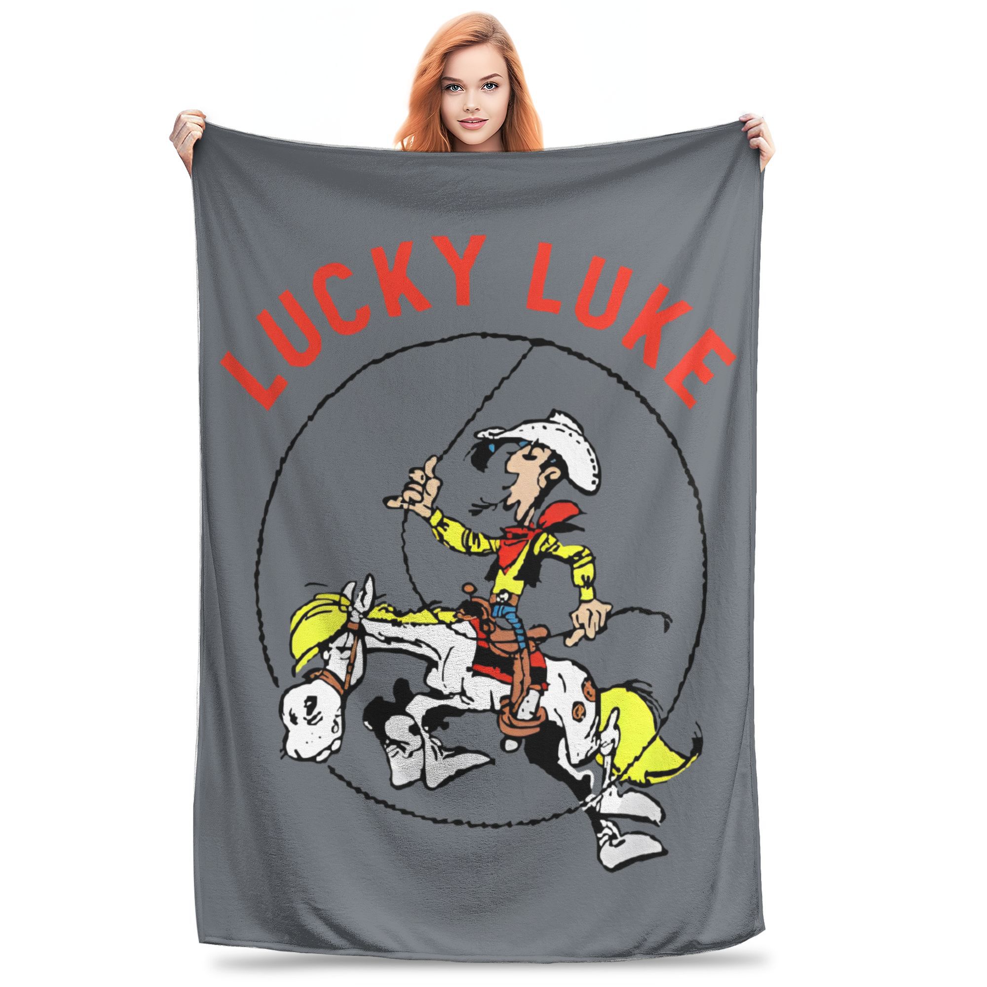 

Весела ковдра Lucky Luke Кінь Jolly Jumper Багаторозмірна Суперм яка Затишна Ковдра-плед із зображенням ковбоя для дивана 200x150cm 80x60in