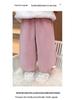 Meng Tang Tang Girls' Plus Velvet Cartoon Pants - Stylish Winter Wear for Kids